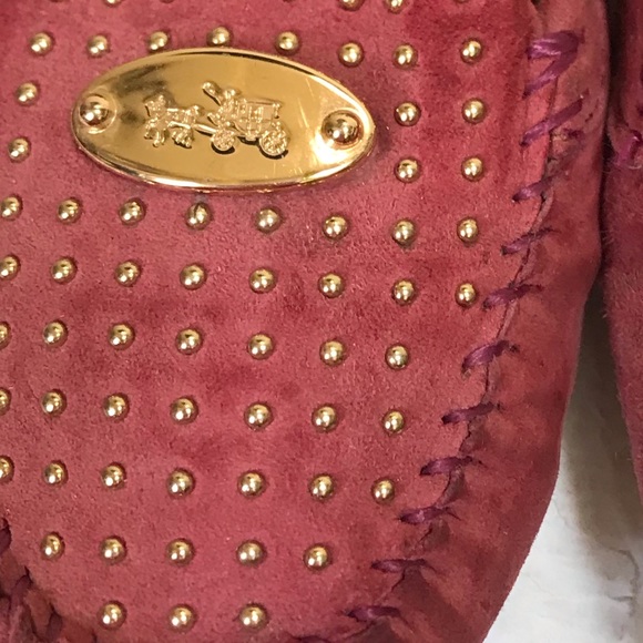 Coach Ballet Flats Suede Studs Logo Loafers Leather Shoes Barbie Pink Comfort - Picture 11 of 15